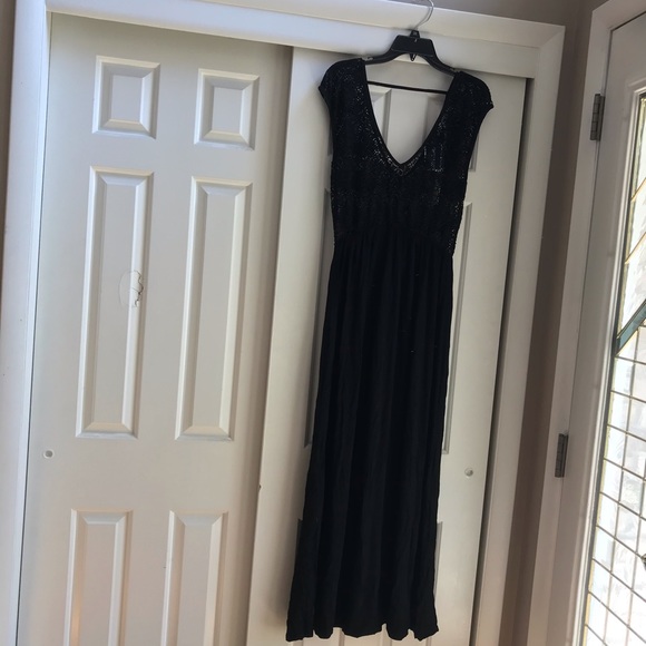 Blue Island half crocheted black maxi dress NWT - Picture 2 of 5